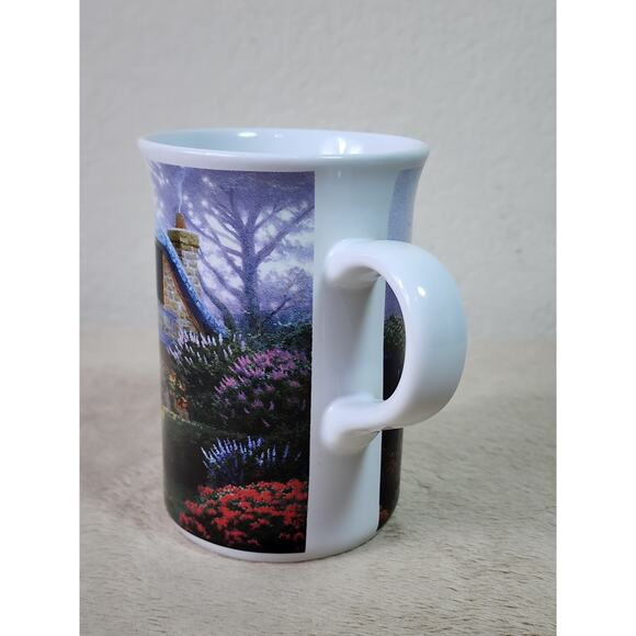 Thomas Kinkade Coffee Mug Teacup 10oz Lilac Cottage 2004 Porcelain 4" Vintage - Picture 6 of 12
